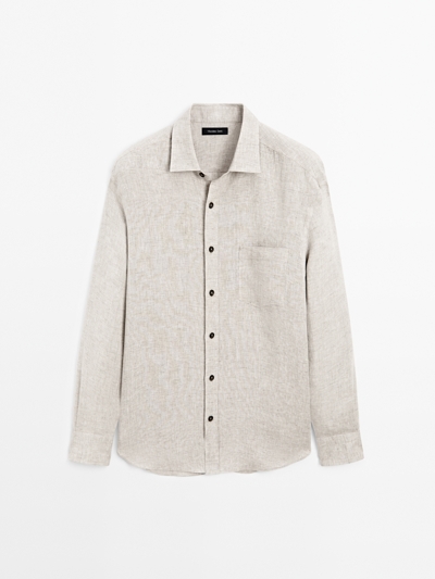 Massimo Dutti Рубашка из 100% льна с регулярной посадкой купить с доставкой.