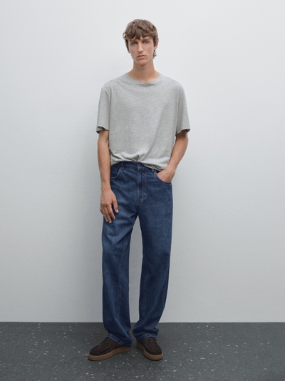 Massimo Dutti Футболка из льна и хлопка в меланжевом стиле купить с доставкой.