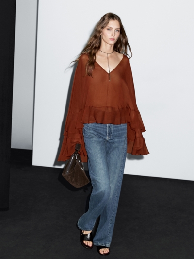 Massimo Dutti Блуза в стиле накидки с оборками