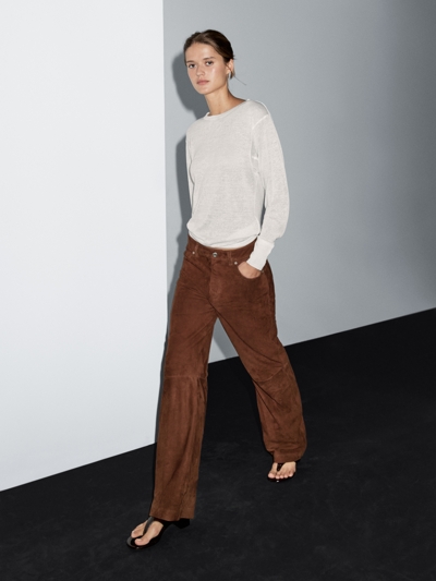 Massimo Dutti Замшевые кожаные брюки купить с доставкой.