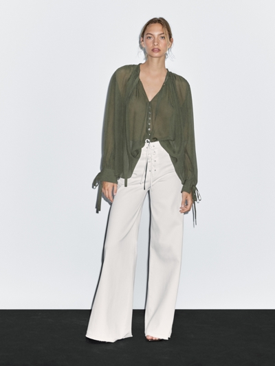 Massimo Dutti Джинсы с высокой посадкой и расклешенными штанинами купить с доставкой.