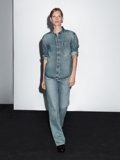 Massimo Dutti Джинсовая рубашка BAGGY с карманами