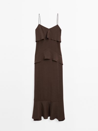 Massimo Dutti Длинное платье с оборками купить с доставкой.