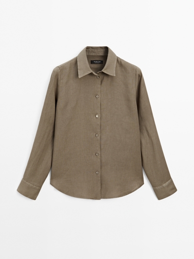 Massimo Dutti Распускающаяся рубашка из 100% льна купить с доставкой.