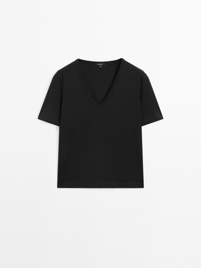Massimo Dutti Футболка с коротким рукавом из 100% хлопка купить с доставкой.
