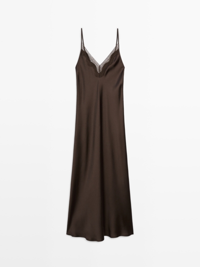 Massimo Dutti Длинное платье с льняными краями