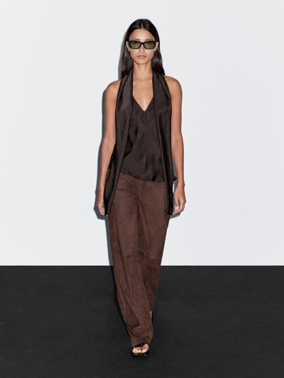 Massimo Dutti Топ с завязкой из текучей ткани купить с доставкой.