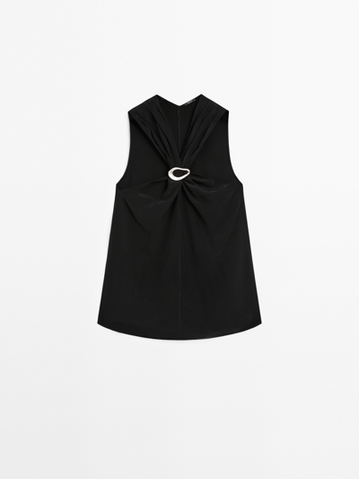 Massimo Dutti Топ с отстёгивающимся брошью на шее