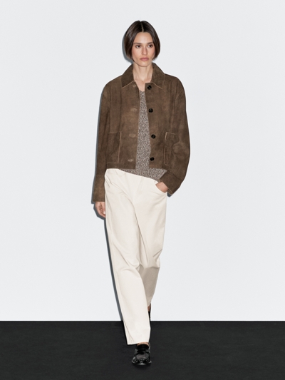 Massimo Dutti Короткая кожаная куртка с карманами купить с доставкой.