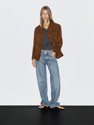 Massimo Dutti Замшевый блейзер с отстрочкой купить с доставкой.