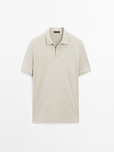 Massimo Dutti Поло из вязанного хлопкового трикотажа с коротким рукавом купить с доставкой.