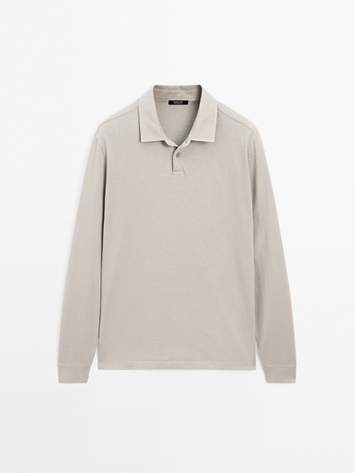 Massimo Dutti Поло из 100% хлопка с эффектом потёртости купить с доставкой.