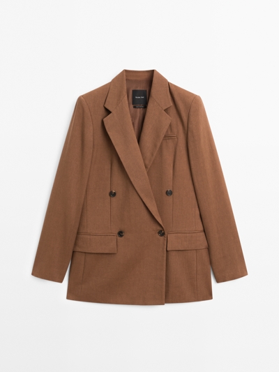 Massimo Dutti Льняной двубортный пиджак купить с доставкой.