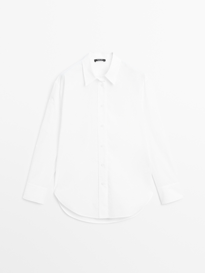 Massimo Dutti Рубашка из 100% хлопкового поплина длинным рукавом