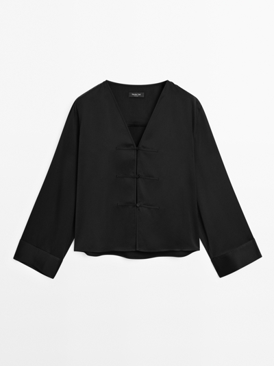 Massimo Dutti Блузка из атласа с деталями на пуговицах