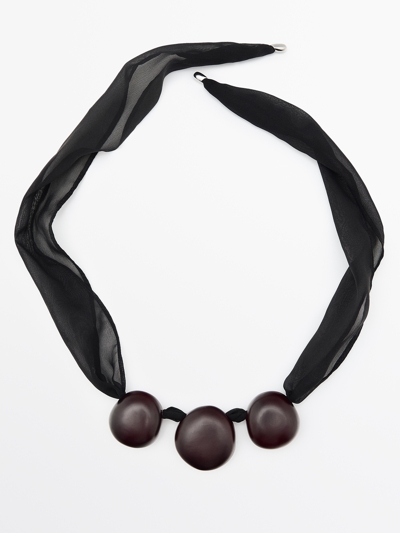 Massimo Dutti Тканевый подвес с деревянными бусинами