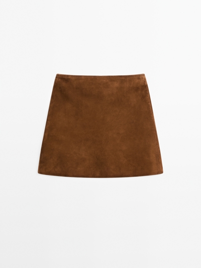 Massimo Dutti Мини-юбка из нубука с отстрочкой купить с доставкой.