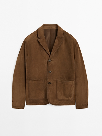 Massimo Dutti Замшевый кожаный пиджак с отстрочкой купить с доставкой.