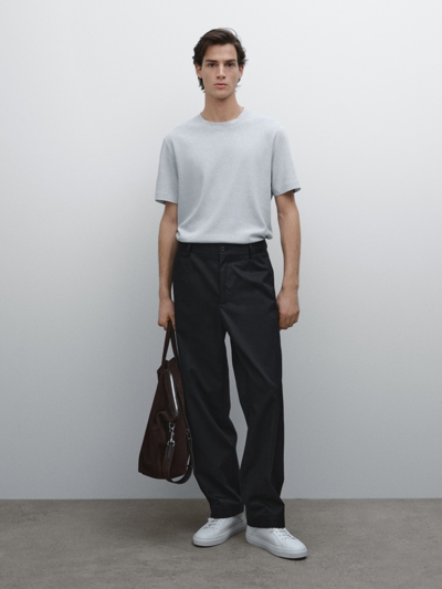 Massimo Dutti Футболка с коротким рукавом из льняно-хлопковой смеси купить с доставкой.