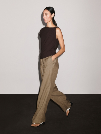 Massimo Dutti Брюки из 100% льна с плавным падением купить с доставкой.