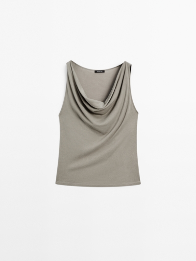 Massimo Dutti Топ из 100% хлопка с драпировкой на горловине