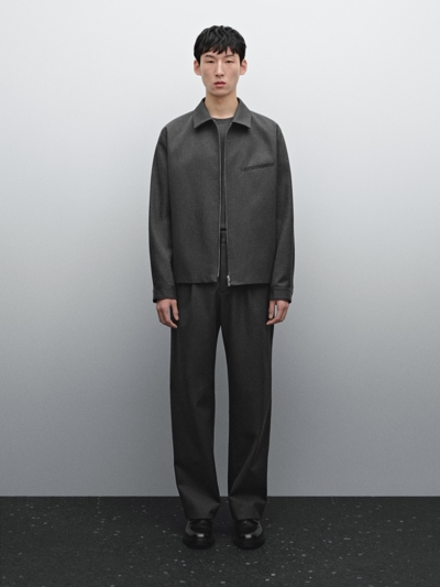 Massimo Dutti Куртка-рубашка из шерстяной смеси с карманом купить с доставкой.