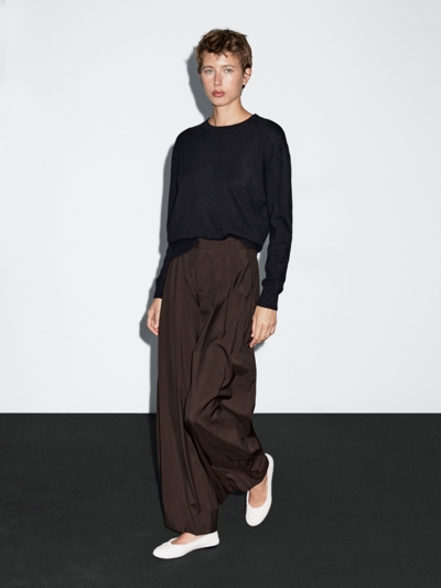 Massimo Dutti Широкие брюки с защипами купить с доставкой.