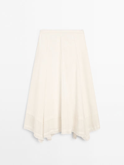 Massimo Dutti Юбка-миди из хлопкового смесового материала с деталями швов