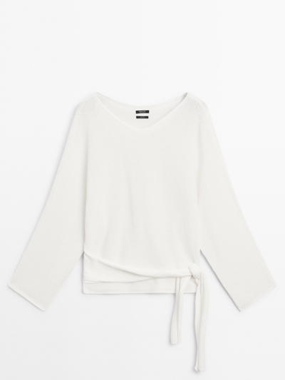 Massimo Dutti Трикотажный свитер с деталью банта купить с доставкой.