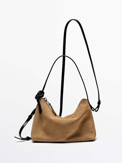 Massimo Dutti Сумочка из замши с ручкой и плечевым ремнем купить с доставкой.