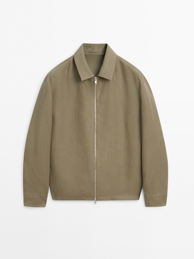 Massimo Dutti Куртка с полной молнией из 100% льна купить с доставкой.