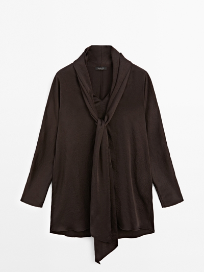 Massimo Dutti Длинная блуза с завязкой на шее