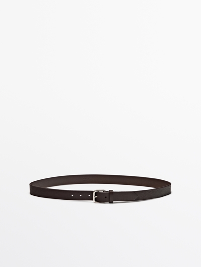 Massimo Dutti Кожанный ремень из нубука с квадратной пряжкой