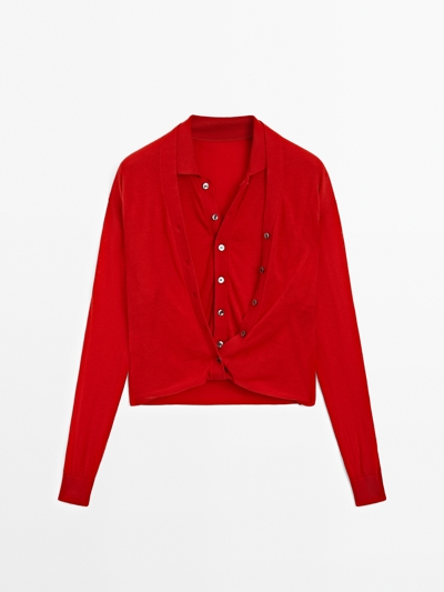 Massimo Dutti Кардиган из 100% шерсти с возможностью носки - STUDIO