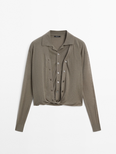 Massimo Dutti Кардиган из 100% шерсти с универсальной посадкой - STUDIO