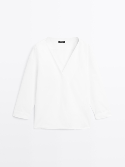 Massimo Dutti Блузка с перекрестком из 100% хлопка