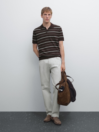 Massimo Dutti Поло с полосками из вязаного 100% хлопка
