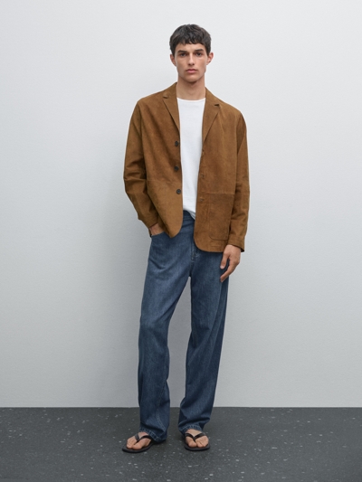 Massimo Dutti Пиджак из 100% замши купить с доставкой.