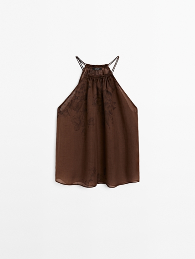 Massimo Dutti Топ с запахом и цветочным принтом купить с доставкой.