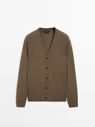 Massimo Dutti Кардиган с V-образным вырезом из 100% кашемира купить с доставкой.