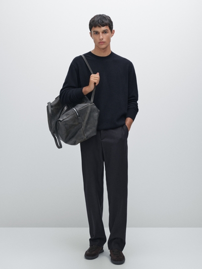 Massimo Dutti Свитер из шерстяно-хлопковой смеси с округлым вырезом