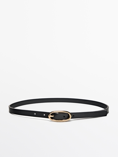 Massimo Dutti Кожанный ремень с овальной пряжкой купить с доставкой.