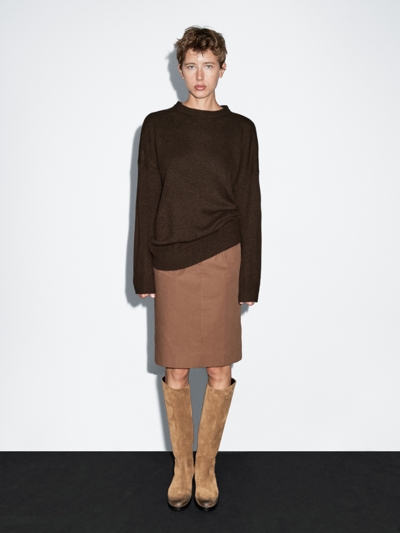 Massimo Dutti Джемпер OVERSIZED из кашемира с налокотниками купить с доставкой.