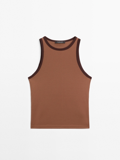 Massimo Dutti 100% хлопковый топ с галтерами и контрастными деталями купить с доставкой.
