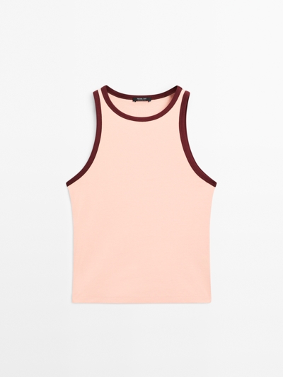 Massimo Dutti Топ с галстуком из 100% хлопка с контрастными деталями купить с доставкой.
