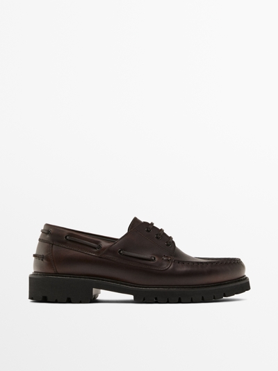 Massimo Dutti Лоферы из наппы с трековой подошвой купить с доставкой.
