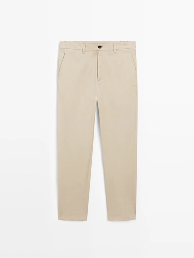 TAPERED FIT COTTON BLEND TROUSERS