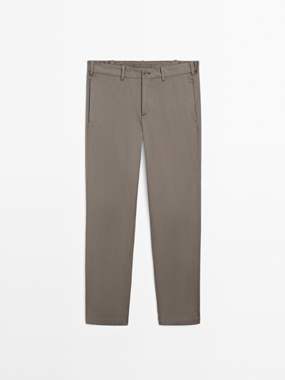 Massimo Dutti Хлопковые брюки приталенного кроя из смесовой ткани купить с доставкой.