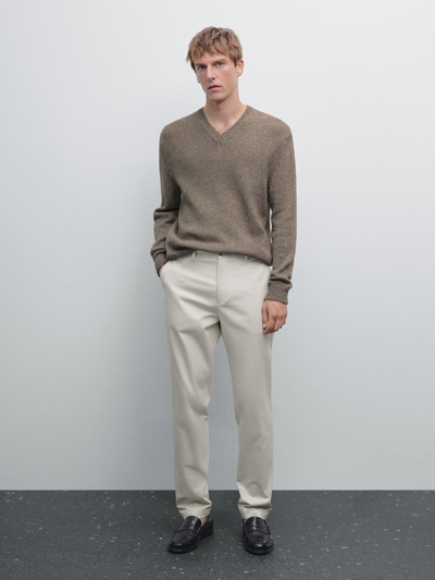 Massimo Dutti Хлопковые брюки приталенного кроя из смесовой ткани купить с доставкой.
