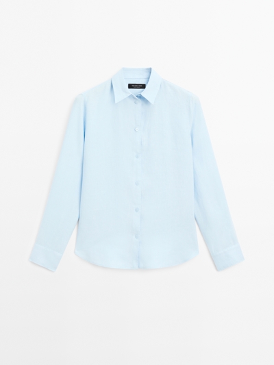 Massimo Dutti Рубашка из 100% льна с плиссировкой купить с доставкой.